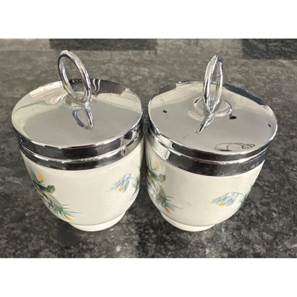 Royal Worcester Porcelain Lidded Jars With Bird Design Set Of Two - Picture 3 of 7